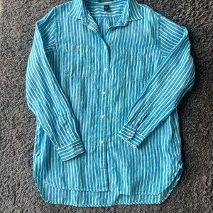 Blue Ralph Lauren Striped Button-Up Shirt